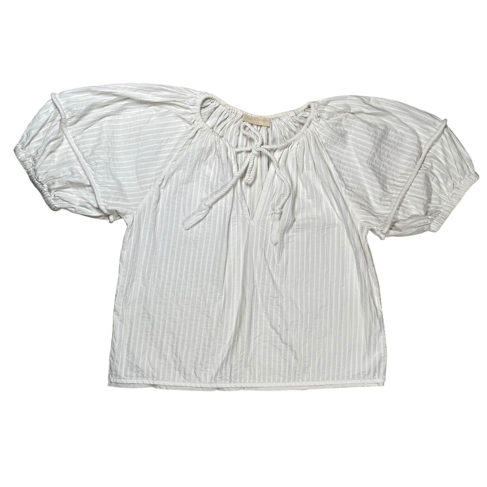 Ulla Johnson Laurenza Blouse Women 4 White Cotton Top Pintuck Designer Boho